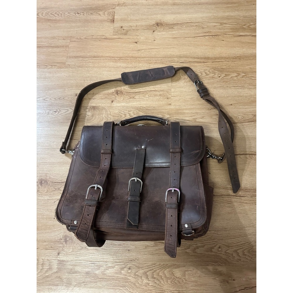 Genuine Leather Messenger Bag Brown Distressed Laptop Briefcase Satchel Large